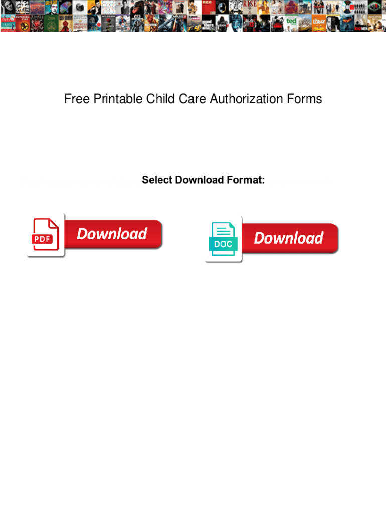 Fillable Online Free Printable Child Care Authorization Forms. Free ...