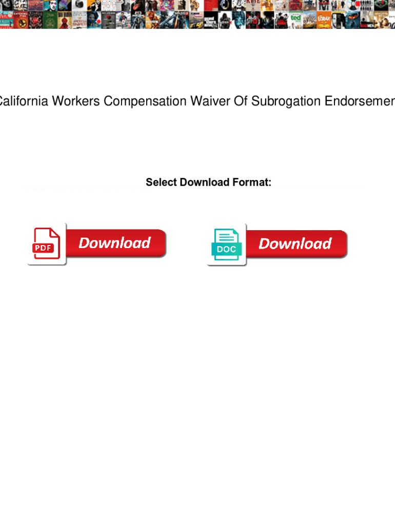 Fillable Online California Workers Compensation Waiver Of Subrogation ...