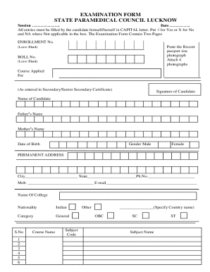 examination form