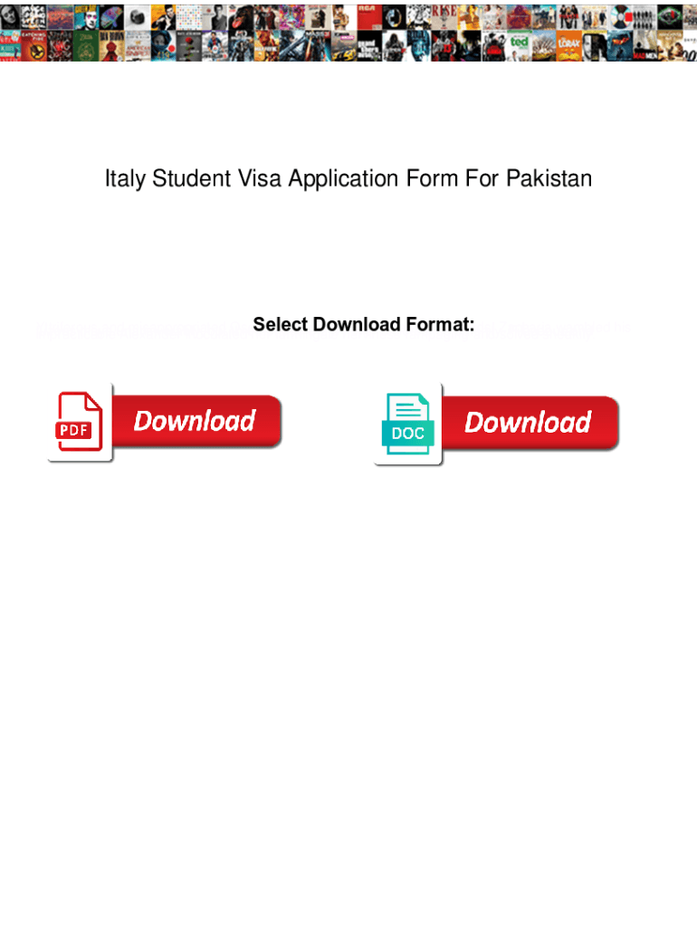 Fillable Online Italy Student Visa Application Form For Pakistan Italy Student Visa Application