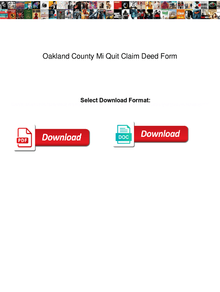 Fillable Online Oakland County Mi Quit Claim Deed Form. Oakland County