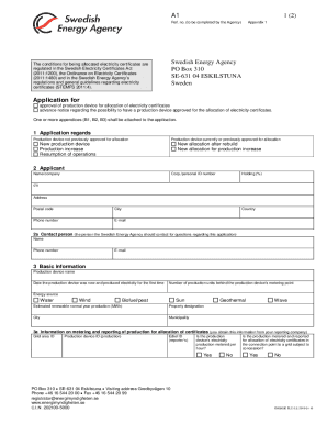 Application for allocation of electricity certificates and guarantees of origin