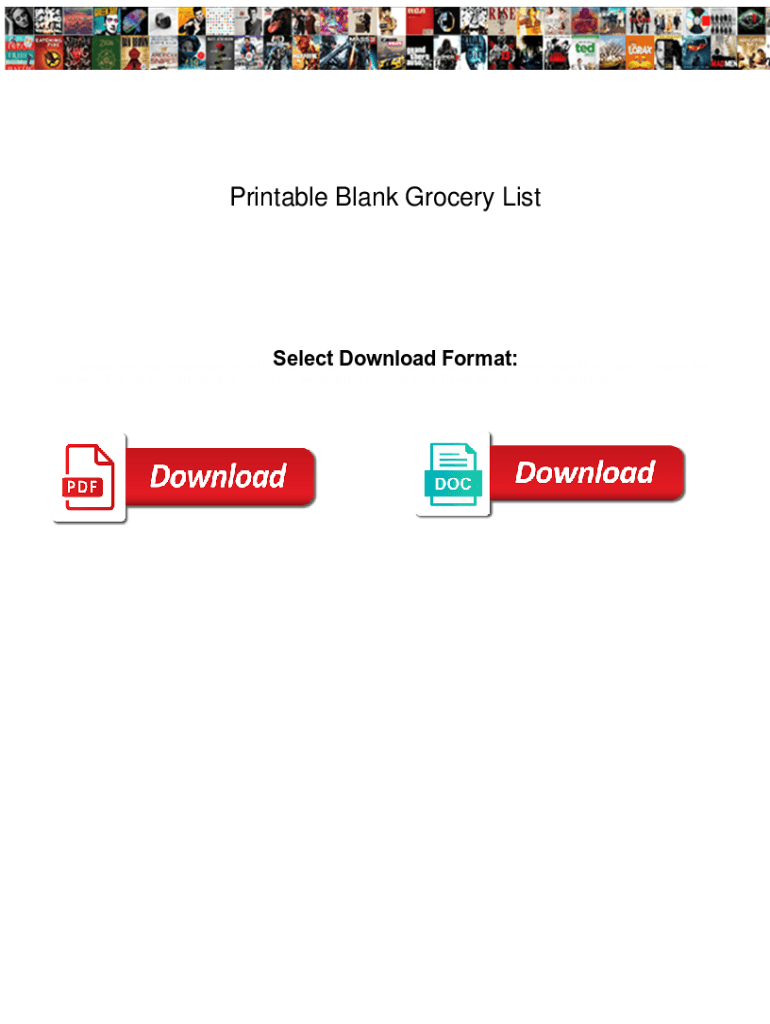 Fillable Online Printable Blank Grocery List. Printable Blank Grocery ...