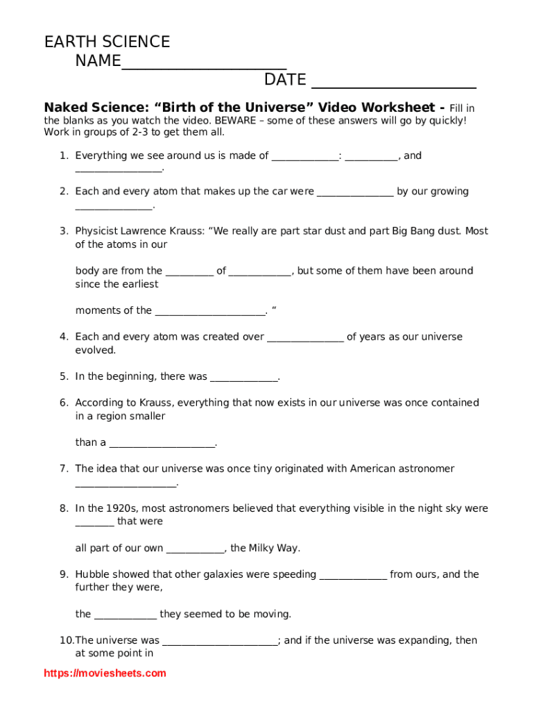 Of The Universe Worksheet Answers Fill and Sign