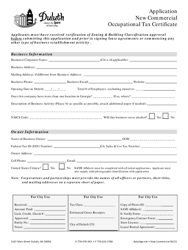 Fillable Online To start the Occupational Tax Certificate process, you