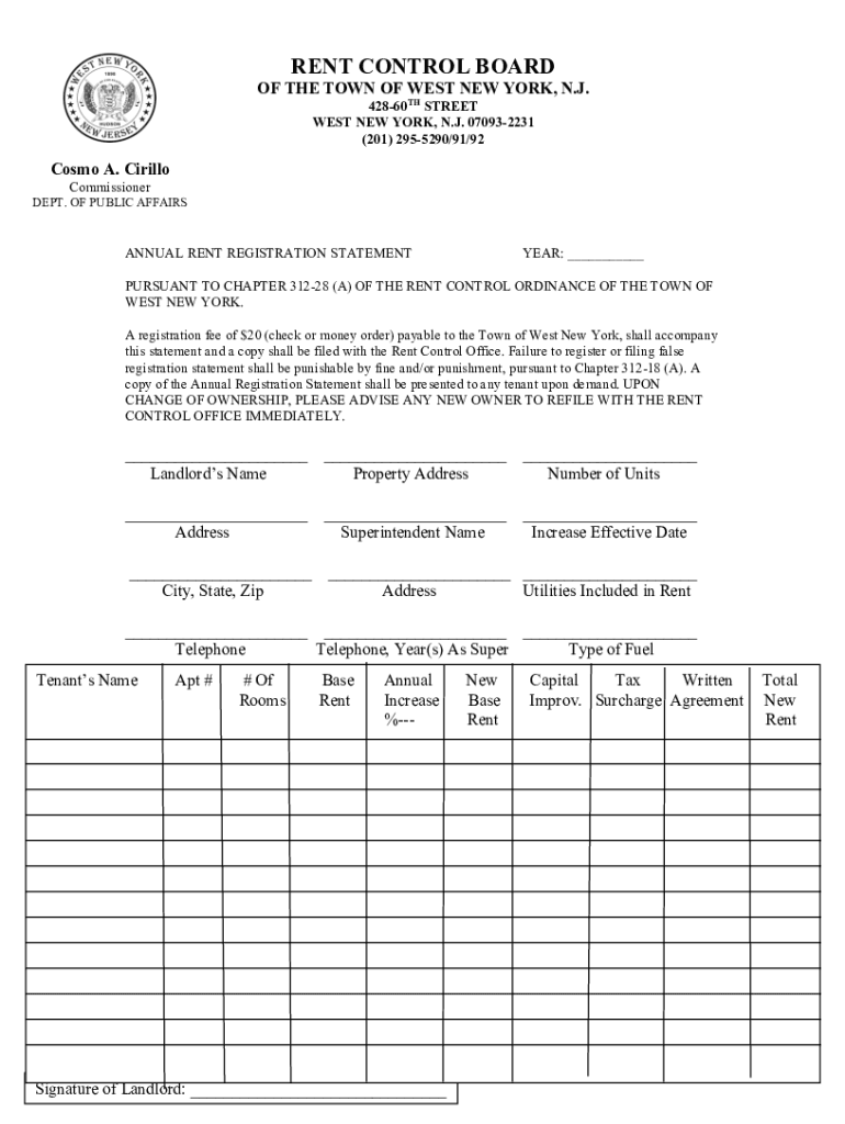 ANNUAL RENT REGISTRATION STATEMENT revised doc Preview on Page 1.