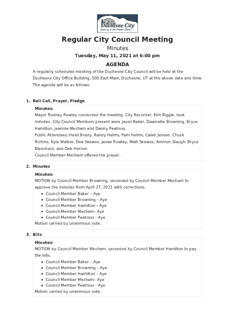 Fillable Online Duchesne City Office Building, 500 East Main, Duchesne