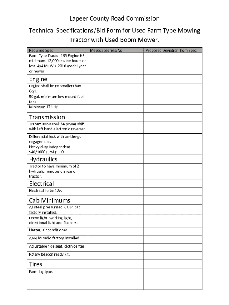 Fillable Online Lapeer County Road Commission Technical Specifications