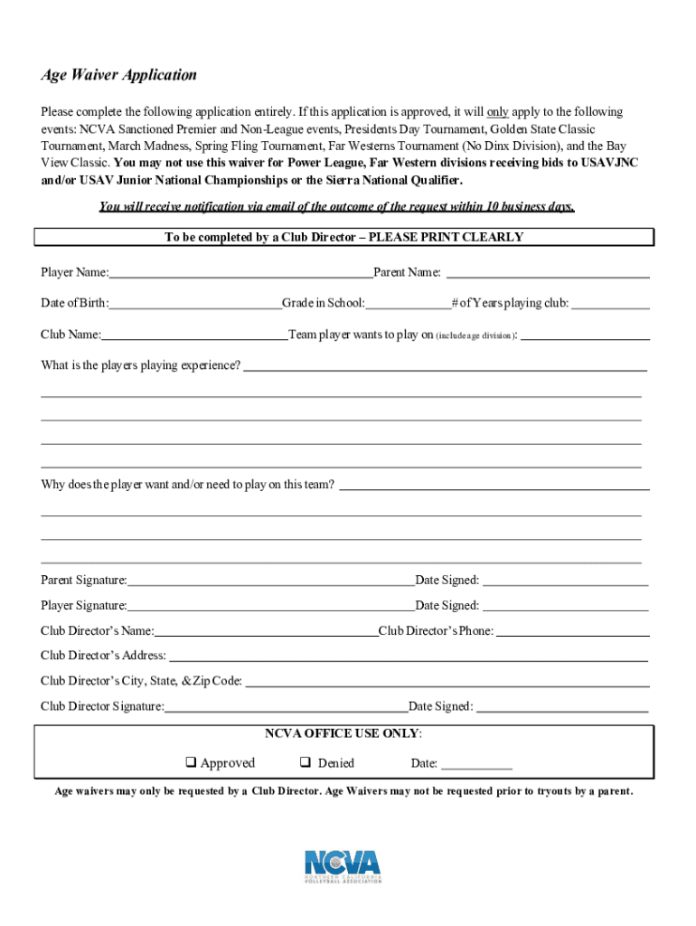 DocHub 58761668--AgeDivision-Waiver-Form-Fillable Online Age Division Waiver Form Fax Email Print Preview on Page 1