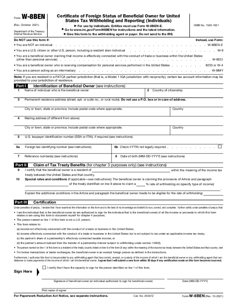 Substitute form w-8ben bank of america