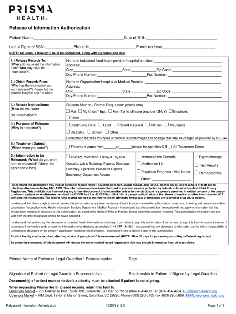 Fillable Online Authorization to Disclose PHI - MUSC Health Fax Email ...