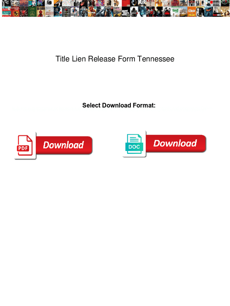 Fillable Online Title Lien Release Form Tennessee. Title Lien Release ...