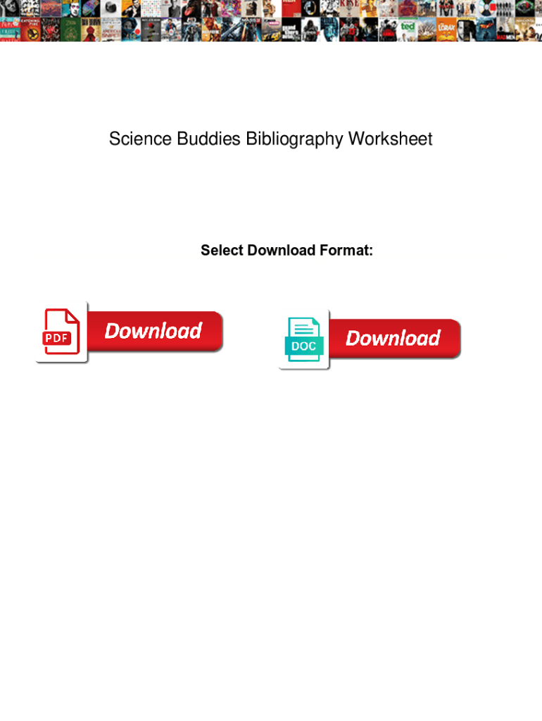 Fillable Online Science Buddies Bibliography Worksheet. Science Buddies ...