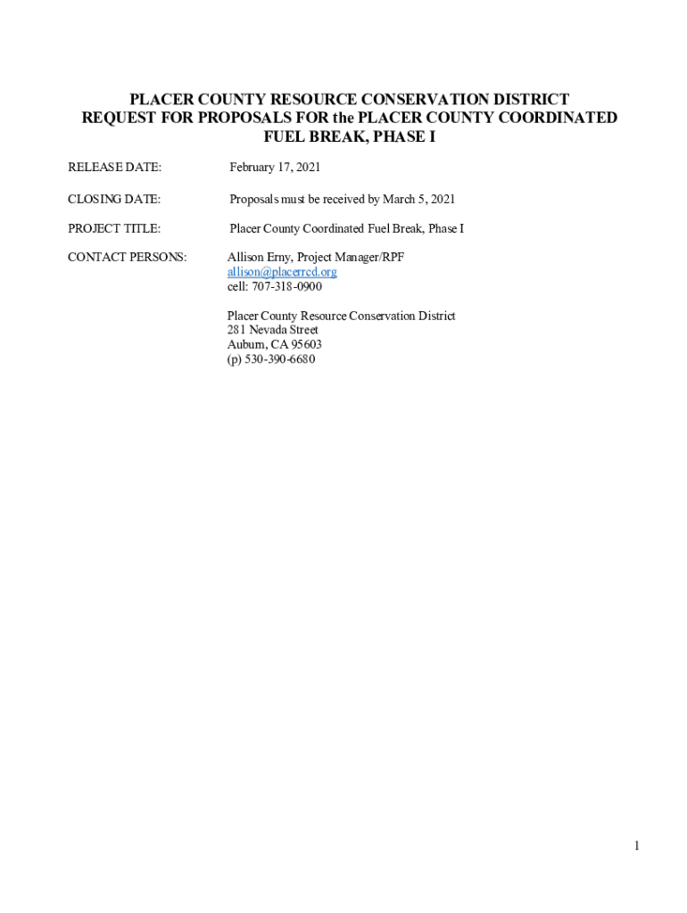 Fillable Online PLACER COUNTY RESOURCE CONSERVATION DISTRICT REQUEST FOR ... Fax Email Print ...
