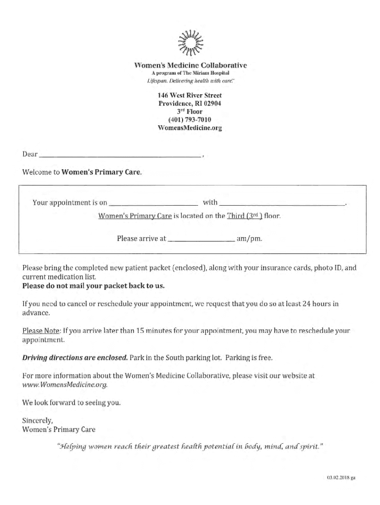 Fillable Online Women's Medicine Collaborative Packet Fax Email