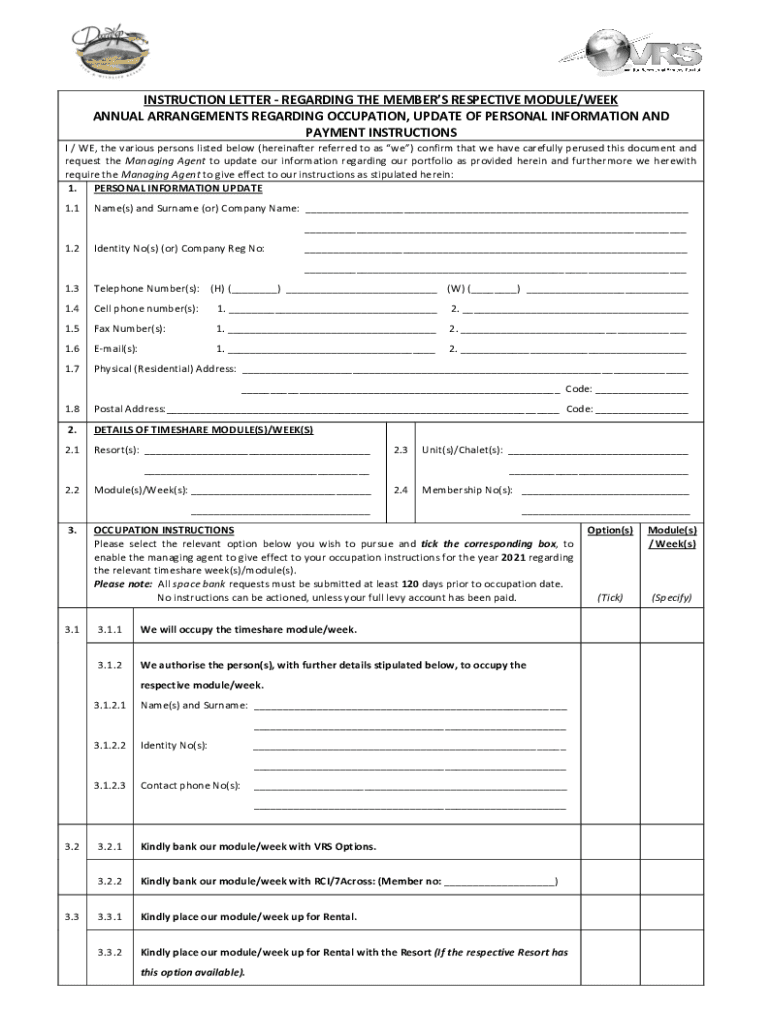 Fillable Online INSTRUCTION LETTER REGARDING THE MEMBERS RESPECTIVE