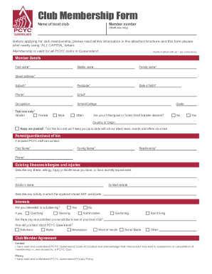 Club Membership Form