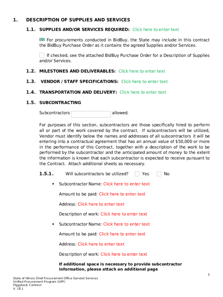 UPP Standalone Contract Piggyback Template V.18.1 www2 illinois Doc Template pdfFiller