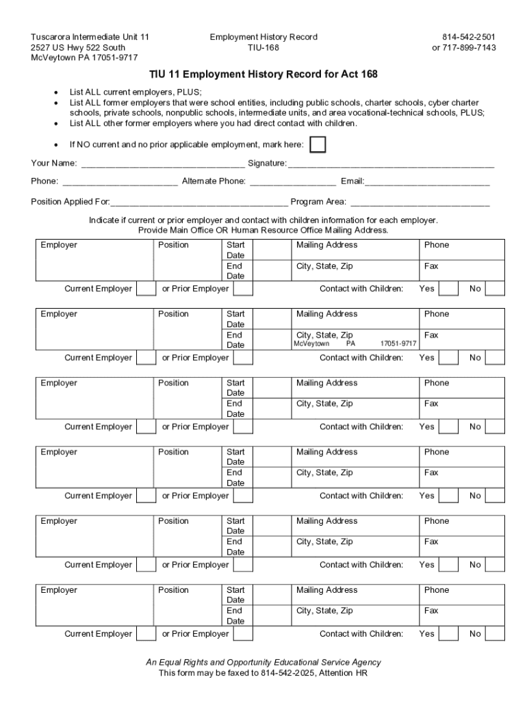 Fillable Online Tuscarora Intermediate Unit 11 HomeFacebook Fax