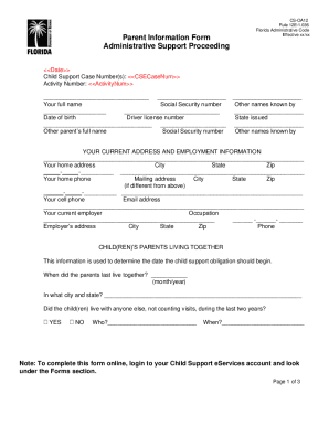 Financial Affidavit Administrative Support Proceeding - Florida ...