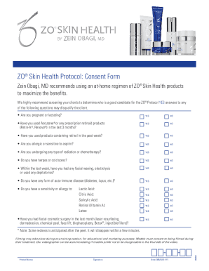 ZO Skin Health Protocol Consent Form