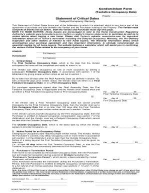 Condominium Form (Tentative Occupancy Date) - Tarion.com