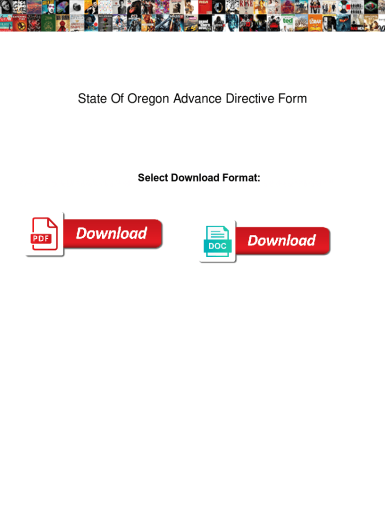 Fillable Online State Of Oregon Advance Directive Form. State Of Oregon ...