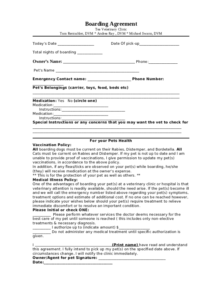 Tea Veterinary Clinic Doc Template pdfFiller