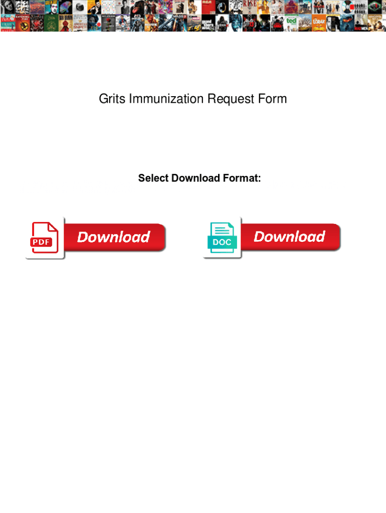 Fillable Online Grits Immunization Request Form. Grits Immunization Request Form howto Fax Email