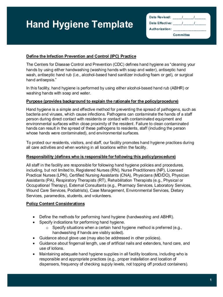 Fillable Online Hand Hygiene Template Fax Email Print pdfFiller