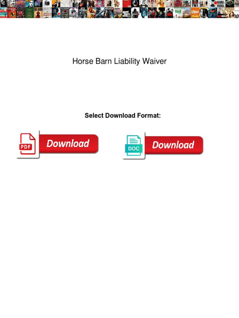 Fillable Online Horse Barn Liability Waiver. Horse Barn Liability