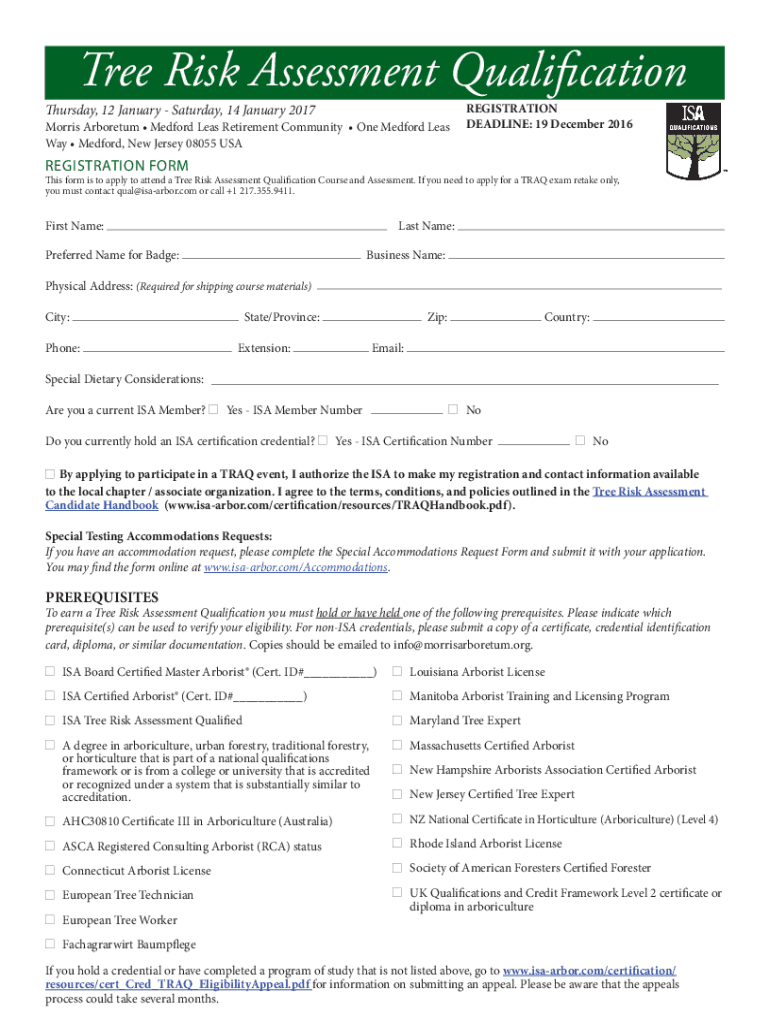 Fillable Online Florida Chapter ISA Presents ISA Tree Risk Assessment
