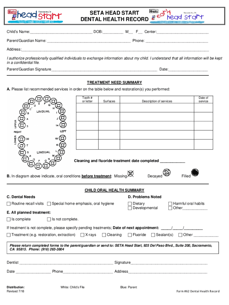 dental health record downloadable form Preview on Page 1