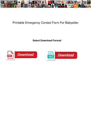 Fillable Online Printable Emergency Contact Form For Babysitter ...