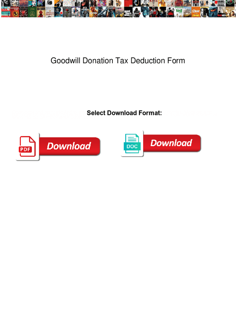Fillable Online Goodwill Donation Tax Deduction Form. Goodwill Donation