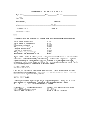 Dogs Name: Sex: Birth Date: Owners Name: Veterinarians ...