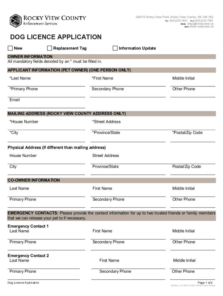 WEB DOG LICENCE APPLICATION - Rocky View County Preview on Page 1