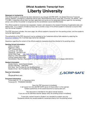 Fillable Online Official Academic Transcript from Liberty University ...