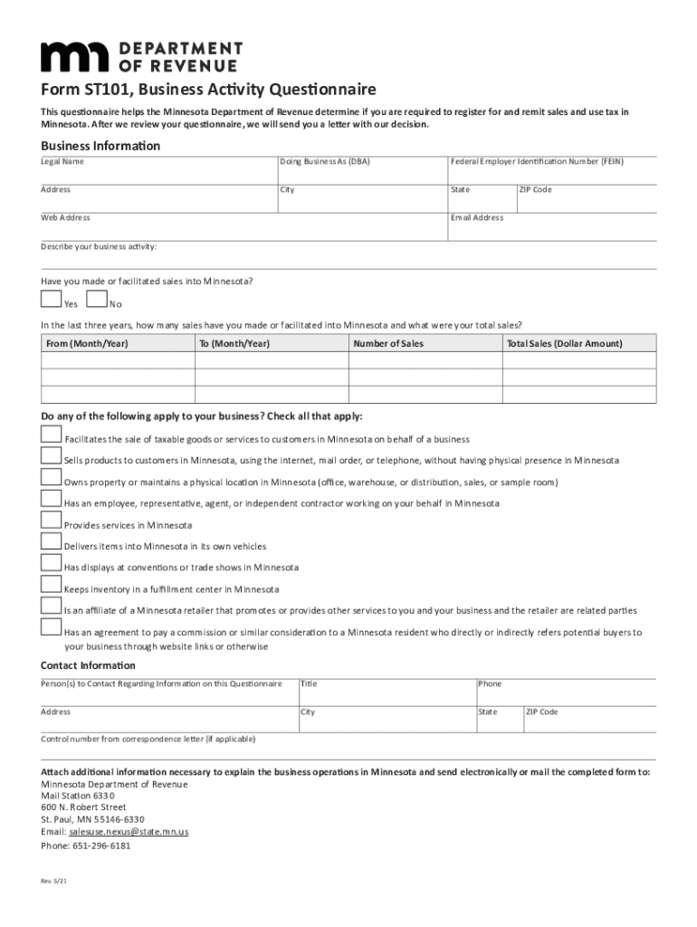 Filing RequirementsMinnesota Department of Revenue Preview on Page 1