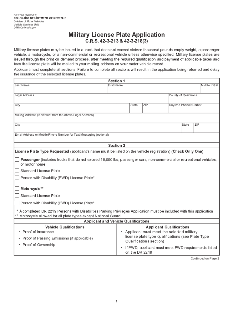 colorado military plate Preview on Page 1