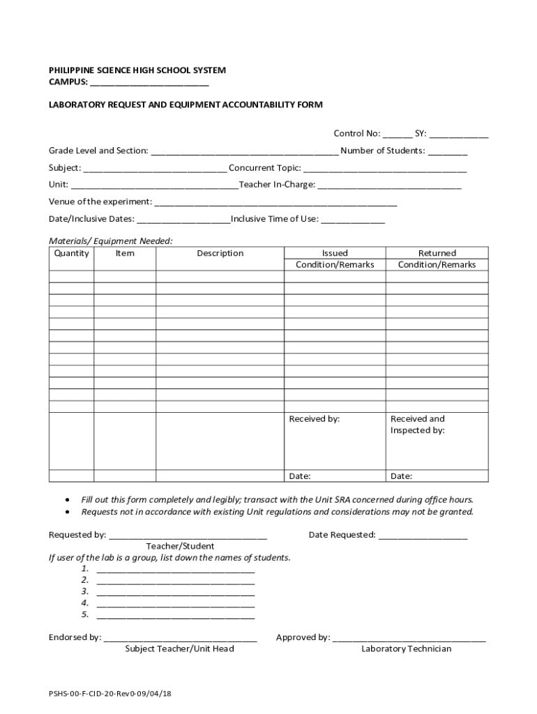 Fillable Online cmc pshs edu PHILIPPINE SCIENCE HIGH SCHOOL SYSTEM