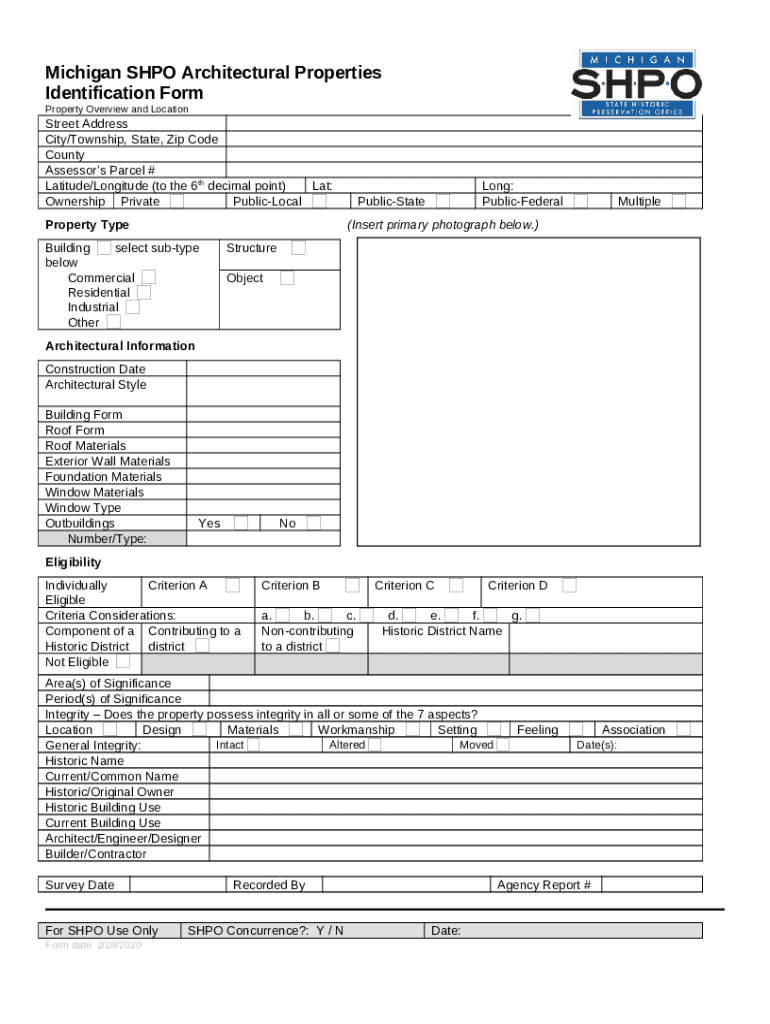 Michigan SHPO Architectural Properties Identification Doc Template