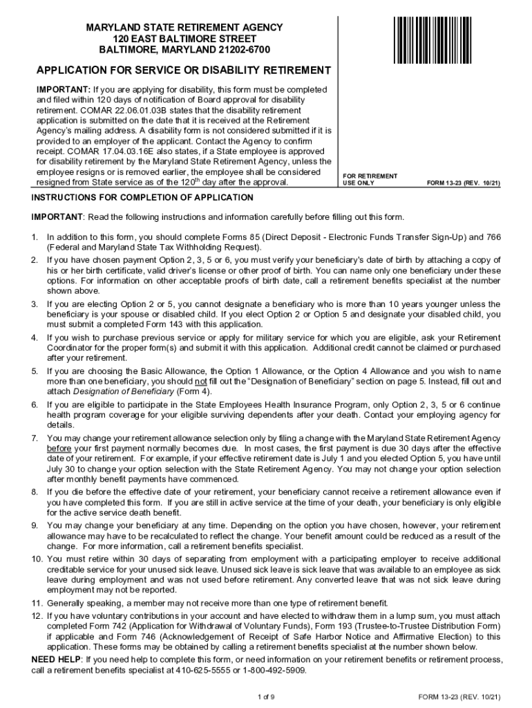 maryland form application disability Preview on Page 1