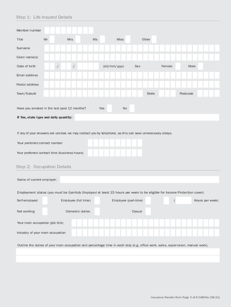 Fillable Online Bendigo SmartStart Super Insurance Transfer Form Fax