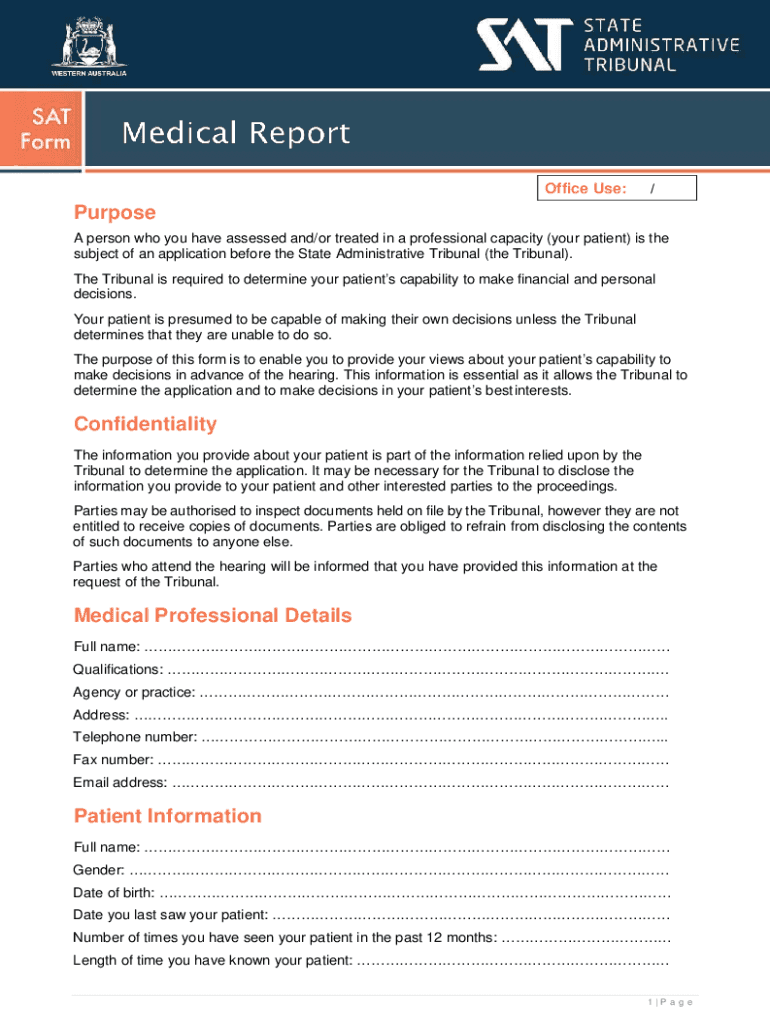 AU SAT Form Medical Report Preview on Page 1