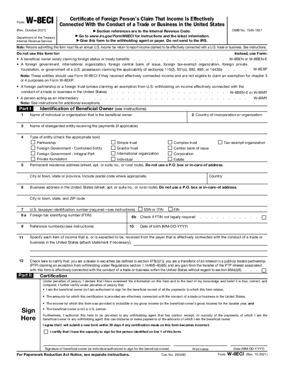Irs Form W-8Eci : Who Should File One And Other Instructions