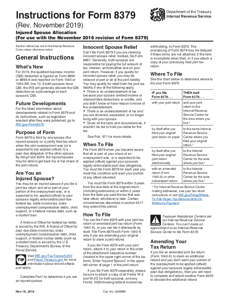 Fillable Online Instructions for Form 8379 (Rev. November 2019) Fax