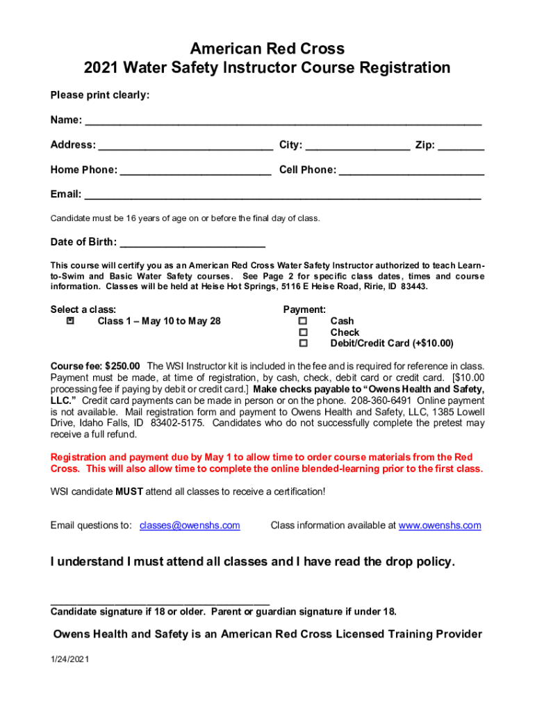 Fillable Online PDF Water Safety Instructor's Manual American Red