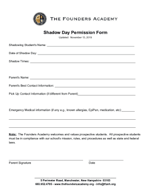 Shadow Day Permission Form
