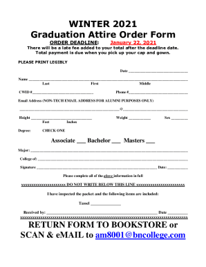 ORDER DEADLINE: January 22,2021